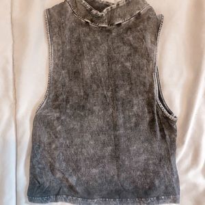 SOLD Acid wash mock neck muscle crop top